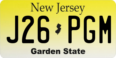 NJ license plate J26PGM