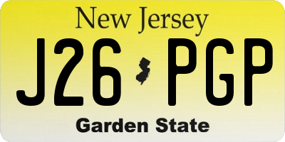 NJ license plate J26PGP