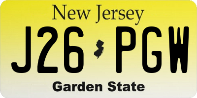 NJ license plate J26PGW