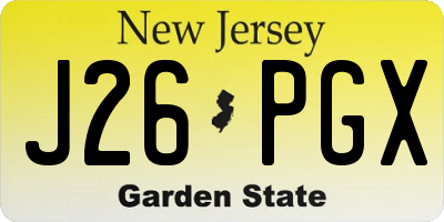 NJ license plate J26PGX
