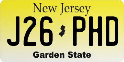NJ license plate J26PHD