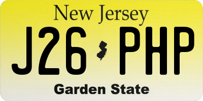 NJ license plate J26PHP