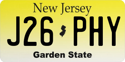 NJ license plate J26PHY