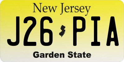 NJ license plate J26PIA