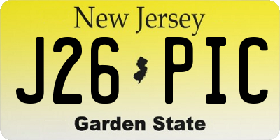 NJ license plate J26PIC