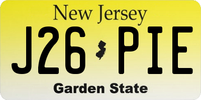 NJ license plate J26PIE