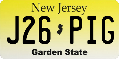 NJ license plate J26PIG
