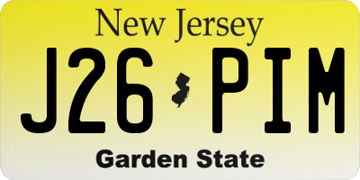 NJ license plate J26PIM