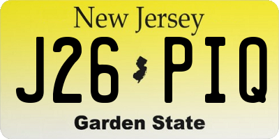 NJ license plate J26PIQ