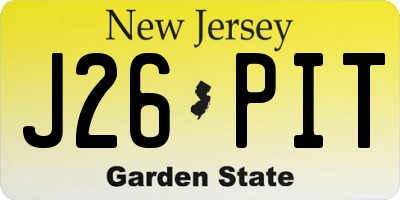 NJ license plate J26PIT
