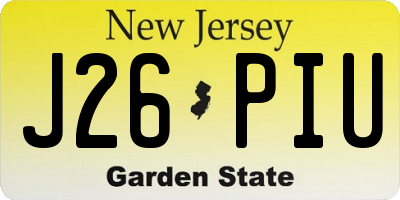 NJ license plate J26PIU