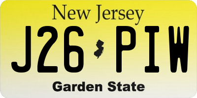 NJ license plate J26PIW