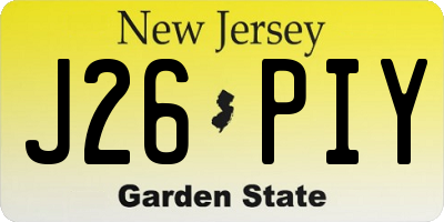 NJ license plate J26PIY