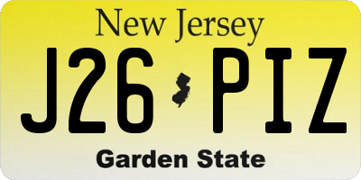 NJ license plate J26PIZ