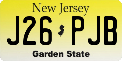 NJ license plate J26PJB