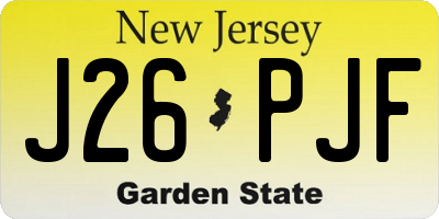 NJ license plate J26PJF