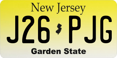 NJ license plate J26PJG