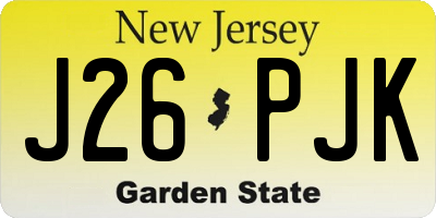 NJ license plate J26PJK