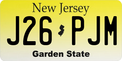 NJ license plate J26PJM