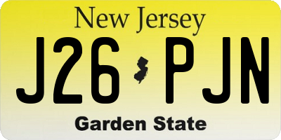 NJ license plate J26PJN