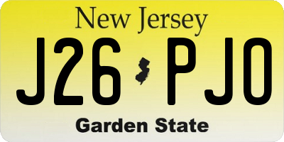 NJ license plate J26PJO