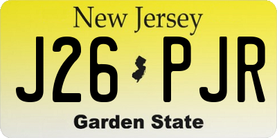 NJ license plate J26PJR