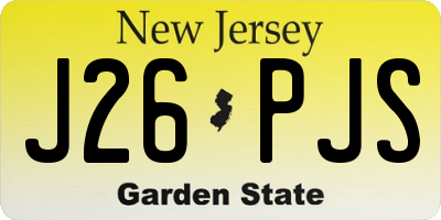 NJ license plate J26PJS