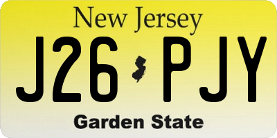 NJ license plate J26PJY