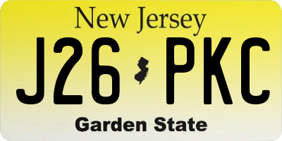 NJ license plate J26PKC