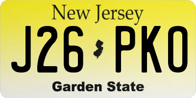 NJ license plate J26PKO