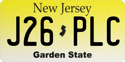 NJ license plate J26PLC