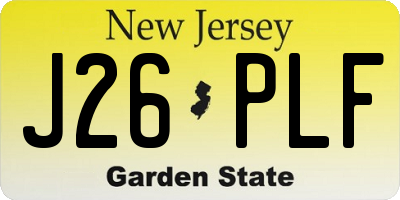 NJ license plate J26PLF
