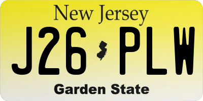 NJ license plate J26PLW