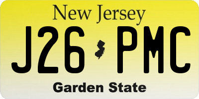 NJ license plate J26PMC