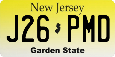 NJ license plate J26PMD