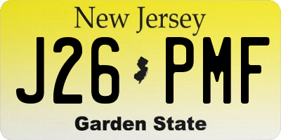 NJ license plate J26PMF