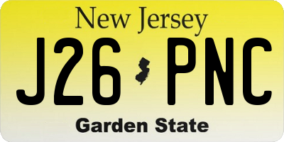 NJ license plate J26PNC