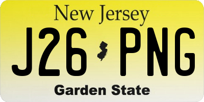 NJ license plate J26PNG