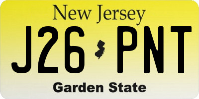 NJ license plate J26PNT