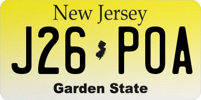 NJ license plate J26POA