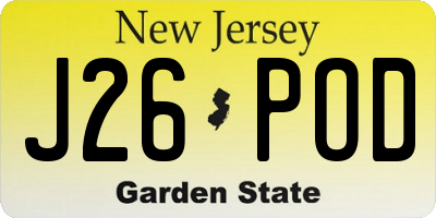 NJ license plate J26POD