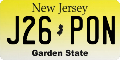 NJ license plate J26PON