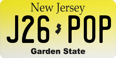 NJ license plate J26POP