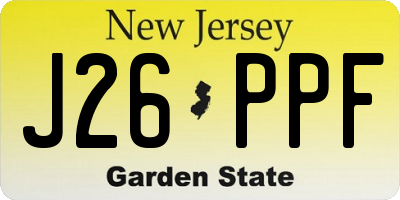 NJ license plate J26PPF