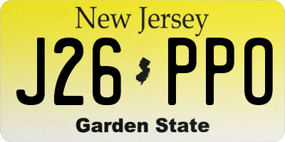 NJ license plate J26PPO