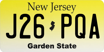 NJ license plate J26PQA