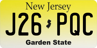 NJ license plate J26PQC