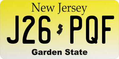 NJ license plate J26PQF