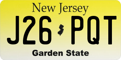 NJ license plate J26PQT
