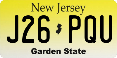 NJ license plate J26PQU